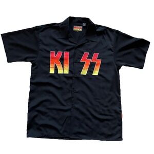 Vintage‎ Kiss Band Shirt Mens Large Black Rock Band Rockabilly Dragonfly 2002
